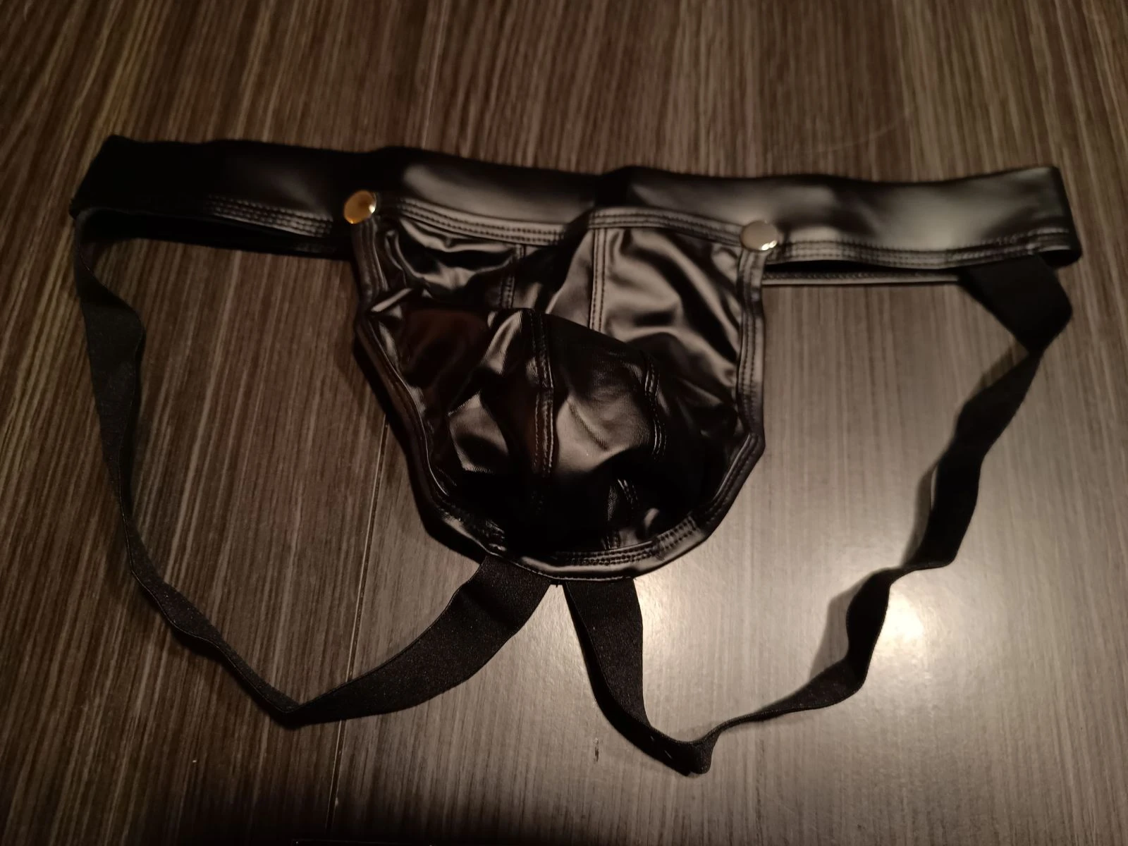 Zwarte lederlook herenjockstrap – photo 2